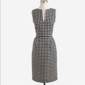 J. Crew Women's Black and Ivory Split-neck Dress in Windowpane Size 0